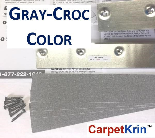 CarpetKrin &trade; - Non-Slip Tack-on Strips, Gray-Croc Color, Super Grip 4 Traction